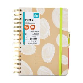 Pen + Gear Twin Wire Bound Journal with Pen, Khaki, 6" x 8.25", 192 Lined Pages, Hardcover