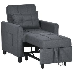 3-in-1 Sleeper Sofa Bed with Pillow and Pockets, Foldable Lounge Chairs with Three-Position Adjustable Backrest Feature, Gray