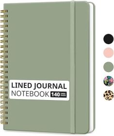 Lined Spiral Journal Notebook for Women & Men, 140 Pages, College Ruled Hardcover Notebook for Work & Note Taking, Journals for Writing