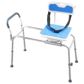 Sliding Shower Chair, 400 lbs Tub Transfer Bench for Bathtub with Swivel Seat, Padded Shower Bench with Arms and Backrest