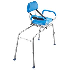 Sliding Shower Chair, 330 lbs Tub Transfer Bench for Bathtub with Swivel Seat, Padded Shower Bench with Pivoting Arms and Backrest