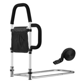 Bed Rail for Elderly, Bedside Assist Rails with Side Handle and PU Handrail, Adjustable Height Carbon Steel Pipe Bedside Cane
