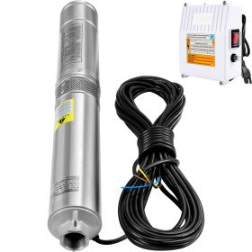 Deep Well Submersible Pump, 1.5HP 115V/60Hz, 37gpm 276ft Head, with 33ft Cord & External Control Box, 4" Stainless Steel Water Pump for Industria