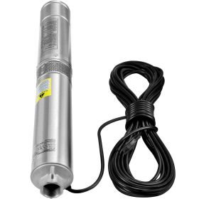 Deep Well Submersible Pump, 3HP/2200W 230V/60Hz, 37GPM Flow 640 ft Head, with 33 ft Electric Cord, 4 inch Stainless Steel Water Pumps for Industr
