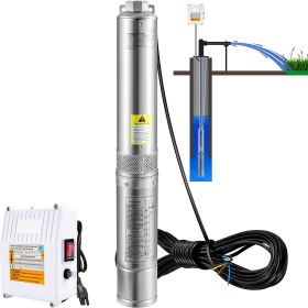 Deep Well Submersible Pump, 3HP 230V/60Hz, 37GPM 640 ft Head, with 33 ft Cord & External Control Box