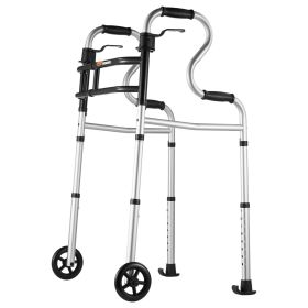 Folding Walker on Wheels, 3-in-1 Stand-Assist Folding Walkers with Adjustable Height and Width