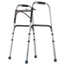 Folding Walker, 2-Button Folding Walkers with 8-Level Adjustable Height and Durable Handles