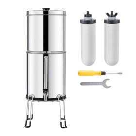 Gravity-fed Water Filter System, 2.25G 304 Stainless-Steel Countertop Water Filtration System, Reduces Lead and up to 99% of Chlorine
