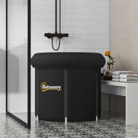 Cold Plunge Tub, Portable Ice Bath with Thermo Lid for Athletes' Recovery, Black