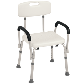 Adjustable Medical Shower Chair with Back, Bathtub Bench Bath Seat with Padded Arms, Non Slip Tub Safety for Disabled, Seniors, Elderly