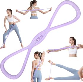 Figure 8 Resistance Band: Resistance Bands with Handles for Working Out - 8 Shaped Resistance Bands for Women - Exercise Bands for Arms - Fullbod (Color: 15lbs Purple)