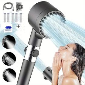 High-Pressure Turbo Shower Head with 5-Stage Filtration - Multiple Spray Modes & Hard Water Power Rinse for Pet Bathing (Color: Normal 9-piece set with 5 filters)